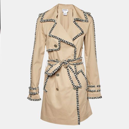 Cotton Tweed Trim Trench Coat M - Chanel - Modalova