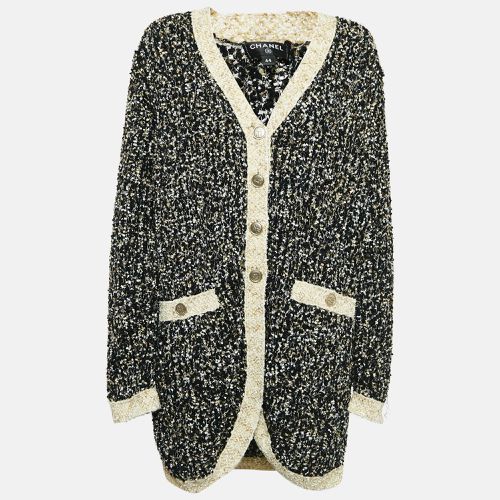 Lurex Knit Tweed Button Front Long Cardigan L - Chanel - Modalova