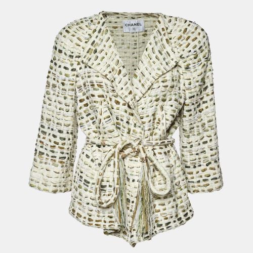 Chanel Cream Tweed Belted Jacket L - Chanel - Modalova