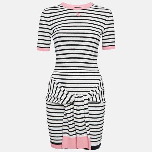 Pink Striped Terry Cotton Tie-Up Detail T-Shirt Dress S - Chanel - Modalova