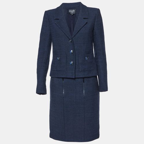 Chanel Navy Blue Tweed Skirt Suit M - Chanel - Modalova