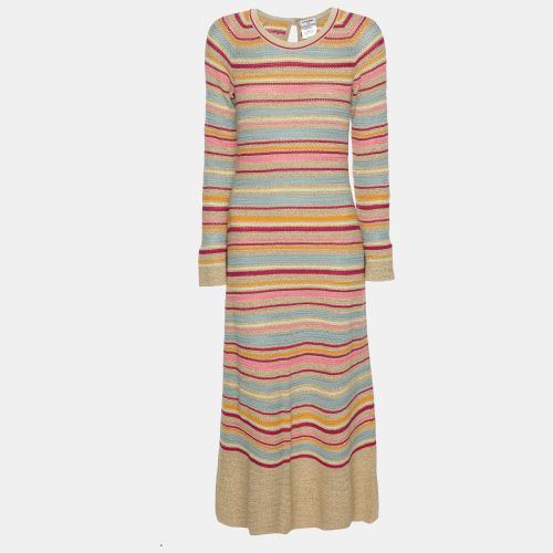 Lurex Striped Knit Long Sleeve Dress M - Chanel - Modalova