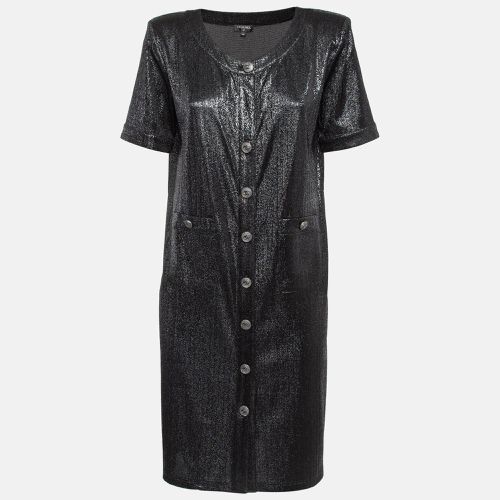 Metallic Lurex Knit Button Front Shift Dress M - Chanel - Modalova