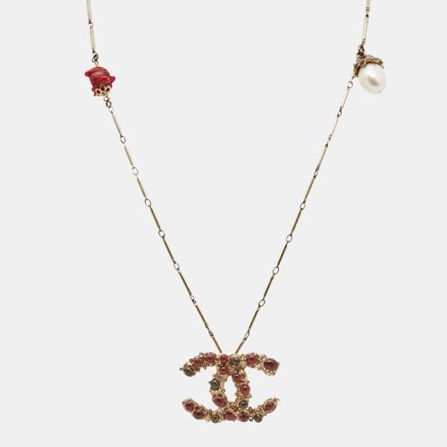 CC Enamel Crystal Tone Necklace - Chanel - Modalova