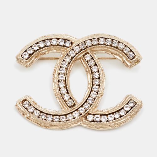 Chanel CC Crystals Gold Tone Brooch - Chanel - Modalova