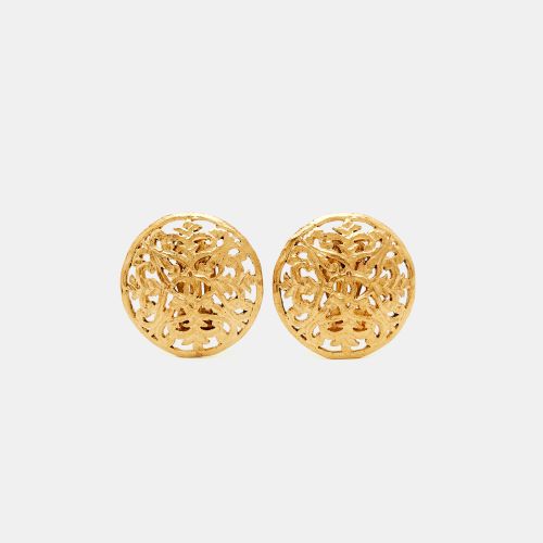 CC Vintage Tone Round Clip Earrings - Chanel - Modalova