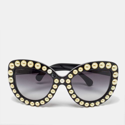 Black/ Gradient 71095 Faux Pearl Cat-Eye Sunglasses - Chanel - Modalova