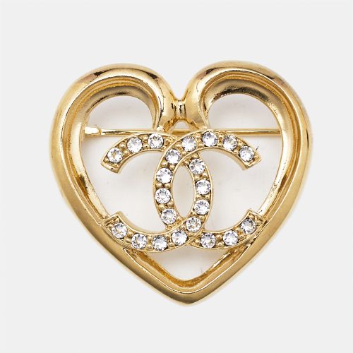 CC Heart Crystal Tone Brooch - Chanel - Modalova