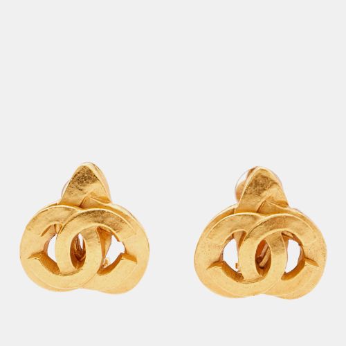 CC Heart Tone Clip On Earrings - Chanel - Modalova