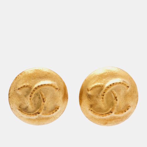 Chanel CC Round Gold Tone Earrings - Chanel - Modalova