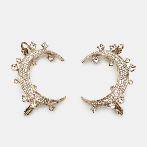 CC Moon Crystal Tone Clip On Cuff Earrings - Chanel - Modalova