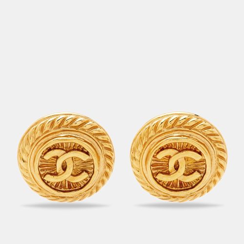 CC Round Tone Clip-on Stud Earrings - Chanel - Modalova