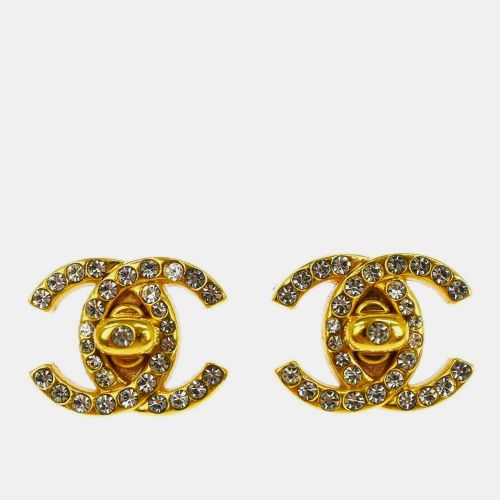 CC Turnlock Rhinestone Earrings Clip-On Small - Chanel - Modalova