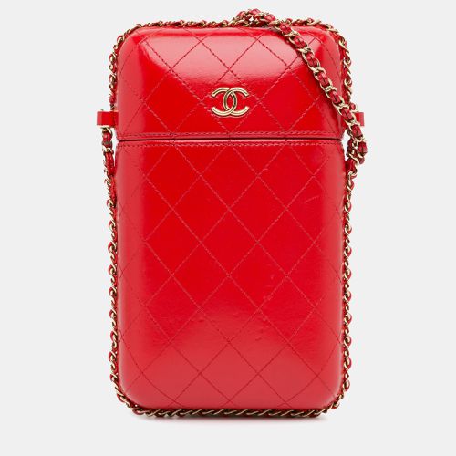 CC Quilted Calfskin Chain Around Phone Holder - Chanel - Modalova