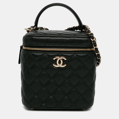 CC Quilted Caviar Top Handle Vanity Case with Chain - Chanel - Modalova