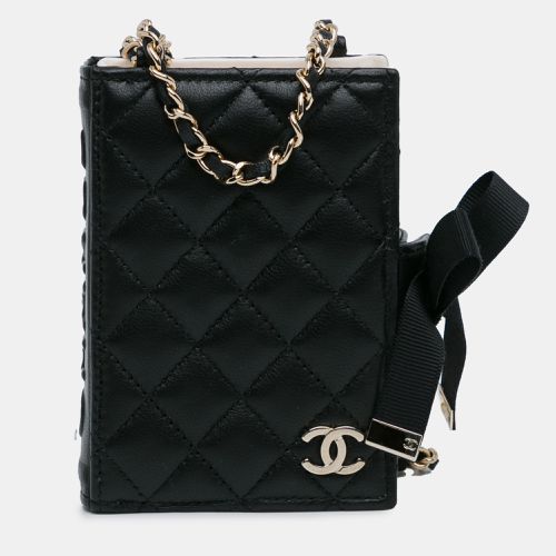 Quilted Lambskin Book Card Holder On Chain - Chanel - Modalova