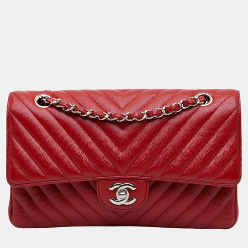 Chevron Leather Medium Classic Double Flap Bag - Chanel - Modalova