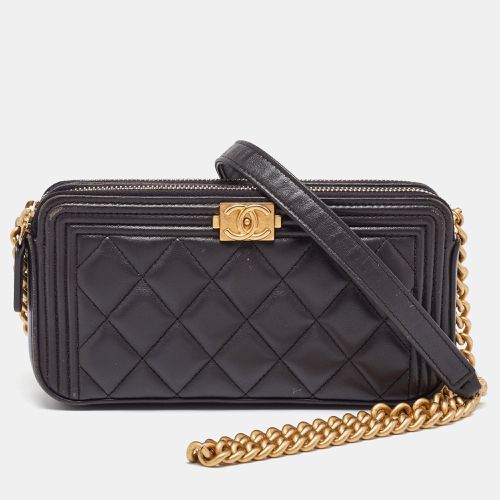 Quilted Leather Boy Double Zip Chain Clutch - Chanel - Modalova