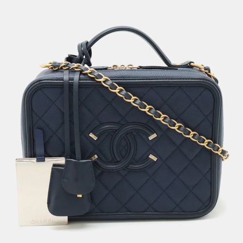 Leather Large Filigree Top Handle Vanity Case - Chanel - Modalova