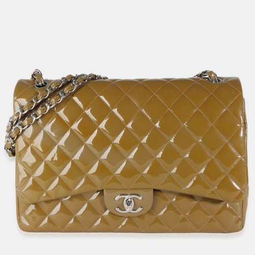 Khaki Quilted Patent Maxi Classic Double Flap Shoulder Bag - Chanel - Modalova