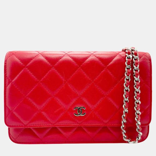 Silver Lambskin Chain Wallet - Chanel - Modalova