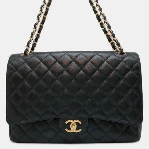 Caviar Skin Dekamato Matelasse 34 Maxi Coco Mark Double Flap Chain Shoulder Bag - Chanel - Modalova