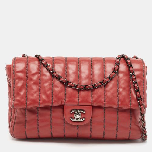 Dark Vertical Stitch Leather Jumbo Single Flap Bag - Chanel - Modalova