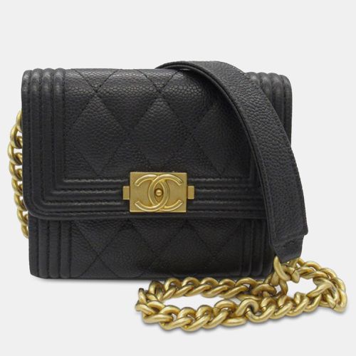 Quilted Caviar Boy Card Holder with Chain - Chanel - Modalova