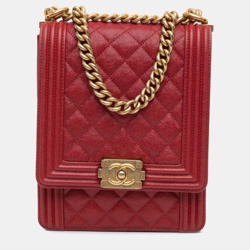 Quilted Caviar North South Boy Flap Bag - Chanel - Modalova