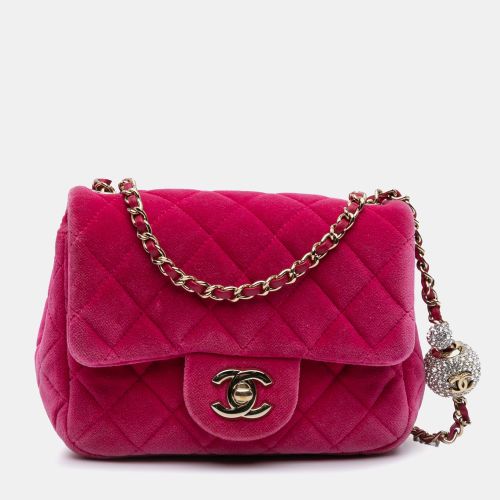 Mini Square Classic Velvet Pearl Crush Single Flap Shoulder Bag - Chanel - Modalova