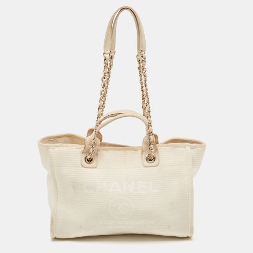 Light Canvas and Leather Small Deauville Shopper Tote - Chanel - Modalova