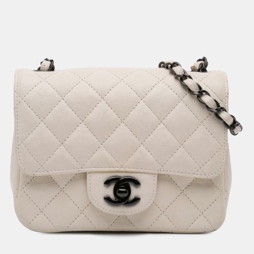 Ivory Leather Mini Square Classic Single Flap Bag - Chanel - Modalova