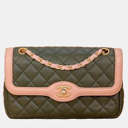 Pink/ Quilted Lambskin Leather Two Tone Single Flap Bag Shoulder Bag - Chanel - Modalova