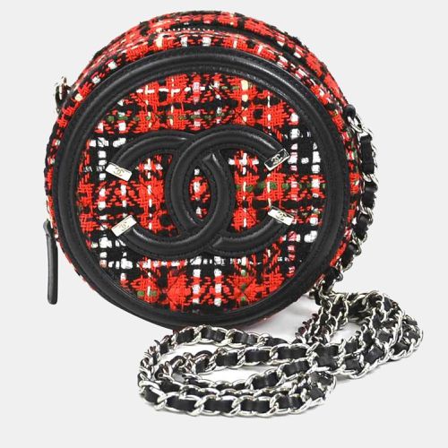 Red Leather Tweed Mini Filigree Chain Shoulder Bag - Chanel - Modalova