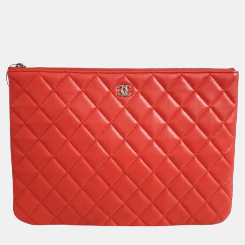 Chanel Red Lambskin Medium Clutch - Chanel - Modalova