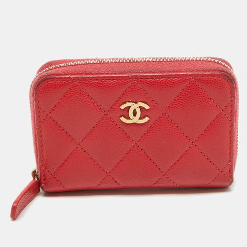 Quilted Caviar Leather Zip Around Coin Purse - Chanel - Modalova