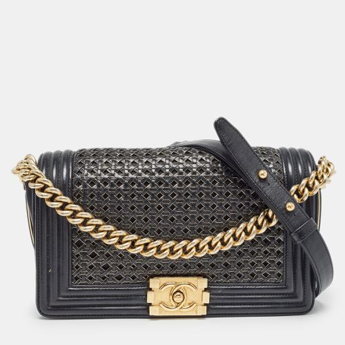 Gold Woven Leather Medium Boy Flap Bag - Chanel - Modalova