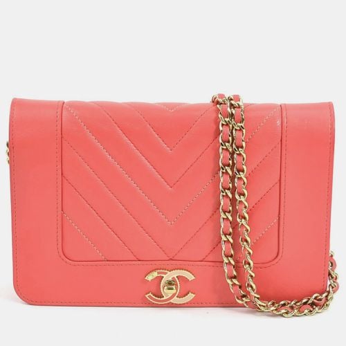 Coral Leather Mademoiselle Vintage Wallet On Chain - Chanel - Modalova