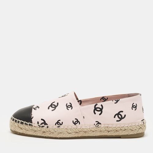 Black Leather CC Printed Cap Toe Espadrille Flats Size 41 - Chanel - Modalova