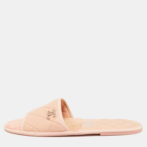 Peach Leather Interlocking CC Logo Slides Size M - Chanel - Modalova