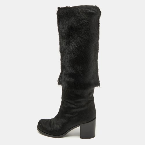 Calf Hair Block Heel Calf Length Boots Size 37 - Chanel - Modalova