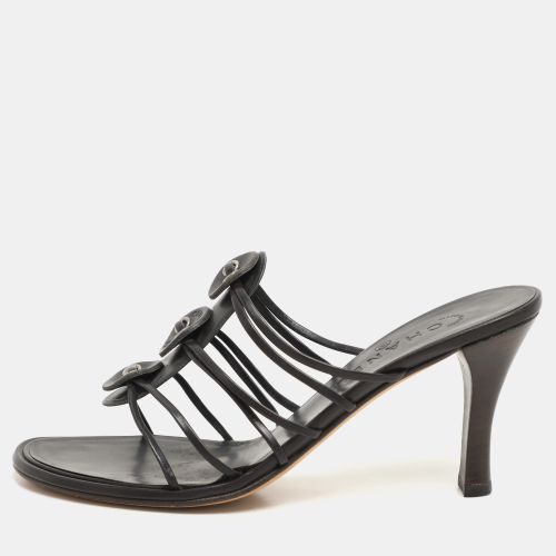 Dark Brown Leather Strappy Sandals Size 37 - Chanel - Modalova