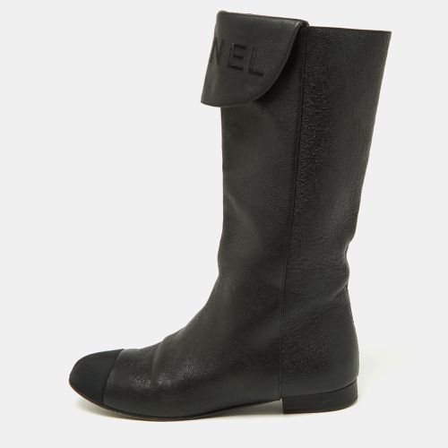 Leather and Grosgrain Mid Calf Boots Size 37.5 - Chanel - Modalova