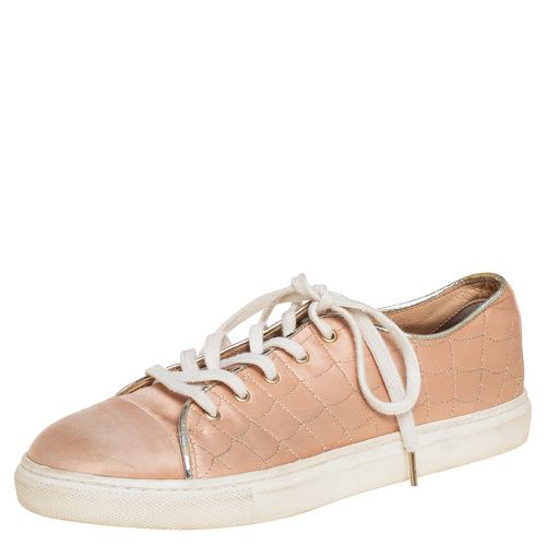 Peach Satin Web Low Top Sneakers Size 36.5 - Charlotte Olympia - Modalova