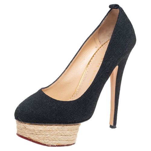 Canvas Dolores Espadrille Platform Ankle-Strap Pumps Size 37 - Charlotte Olympia - Modalova