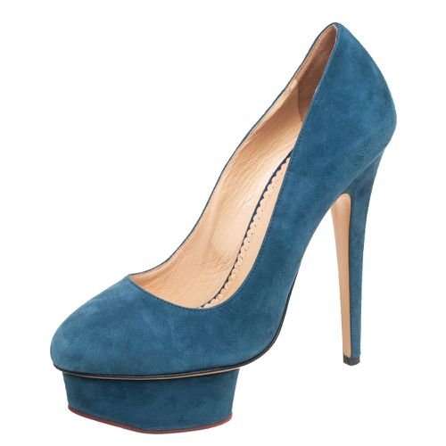 Teal Suede Dolly Platform Pumps Size 38 - Charlotte Olympia - Modalova