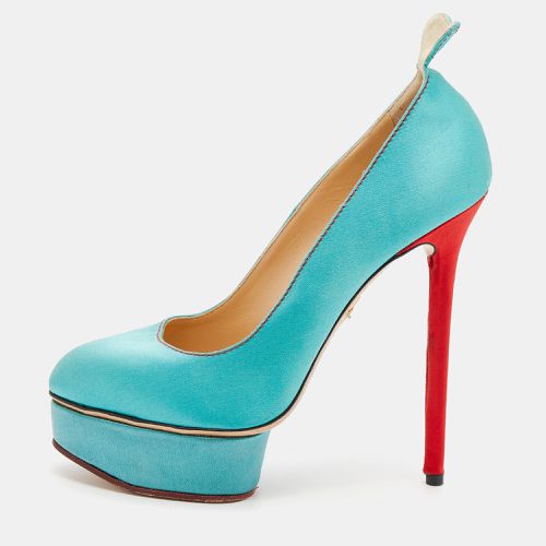 Turquoise/Red Satin Josephine Platform Pumps Size 38 - Charlotte Olympia - Modalova