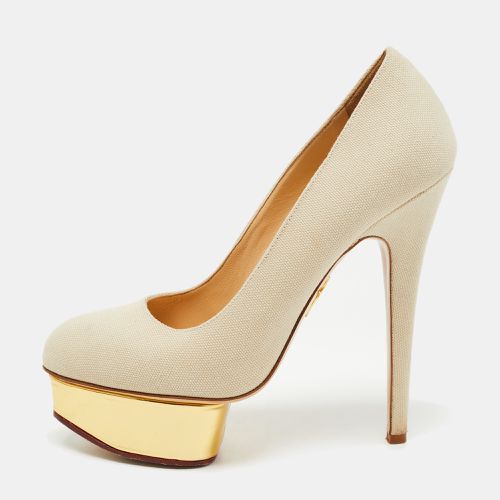 Grey Canvas Dolly Platform Pumps Size 38 - Charlotte Olympia - Modalova