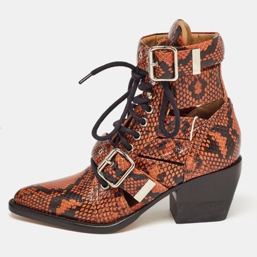 Python Embossed Leather Rylee Ankle Boots Size 34.5 - Chloe - Modalova