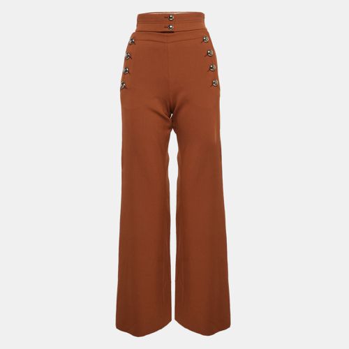 Rust Virgin Wool Button Detailed Wide Leg Pants S - Chloe - Modalova